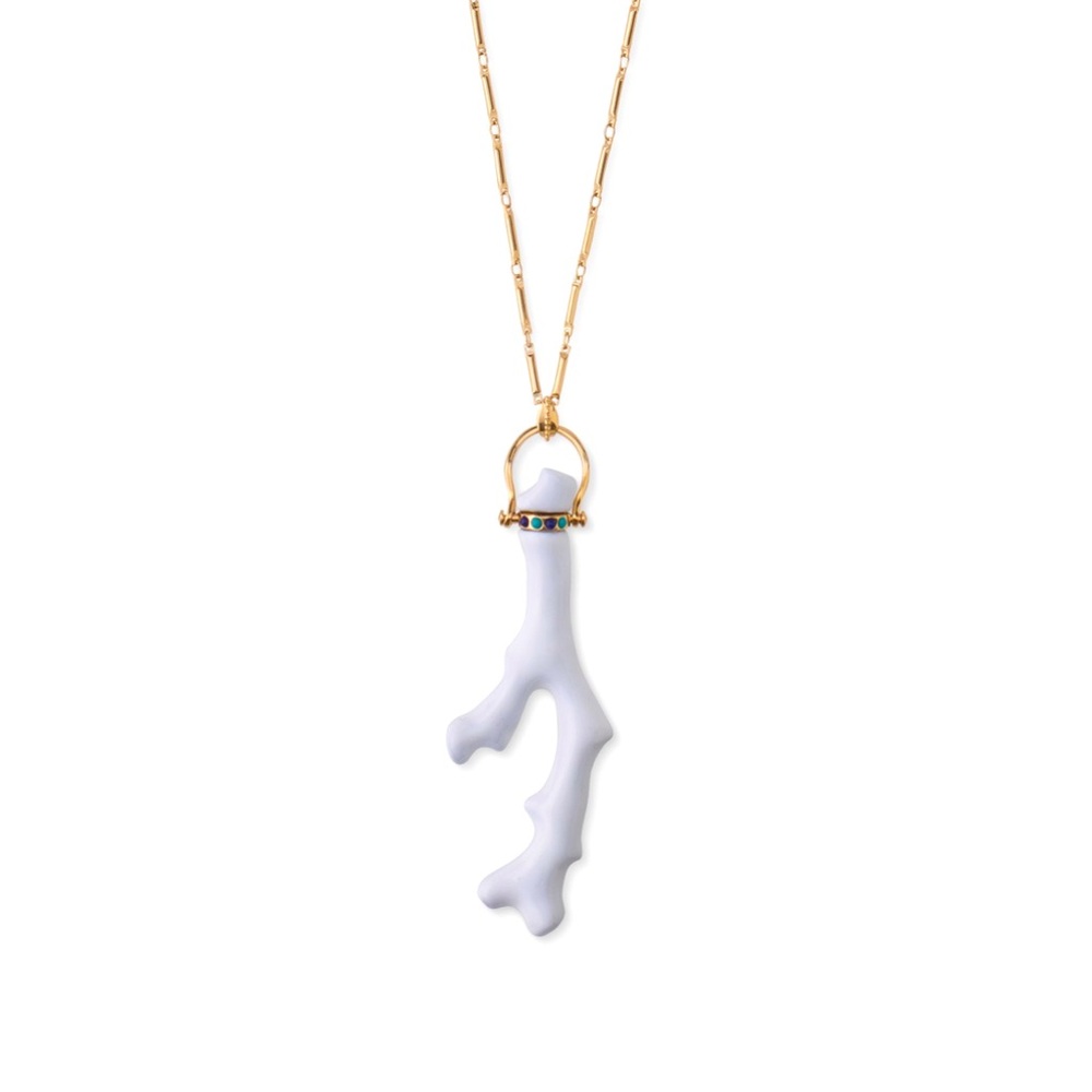 Stella & Dot Ceramic Coral Pendant Necklace